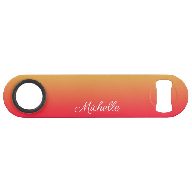 Personalised flame red and yellow ombre bar key (Front (Horizontal))