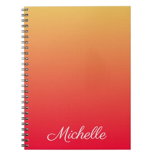 Personalised flame red and yellow ombre notebook
