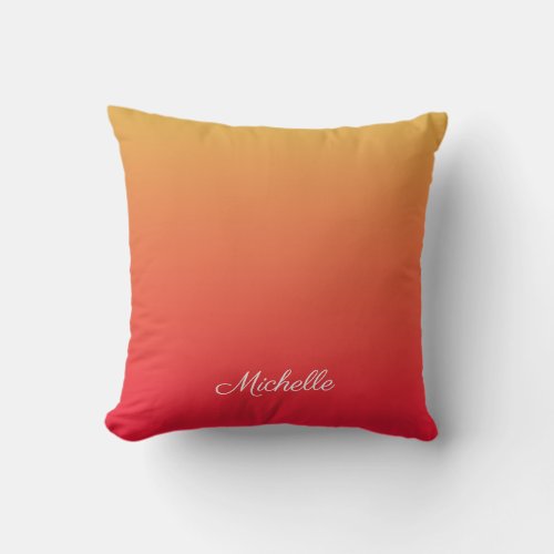 Personalised flame red and yellow ombre throw pillow