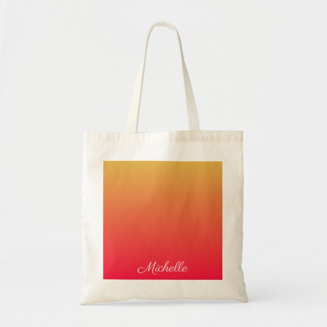 Personalised flame red and yellow ombre tote bag (Front)
