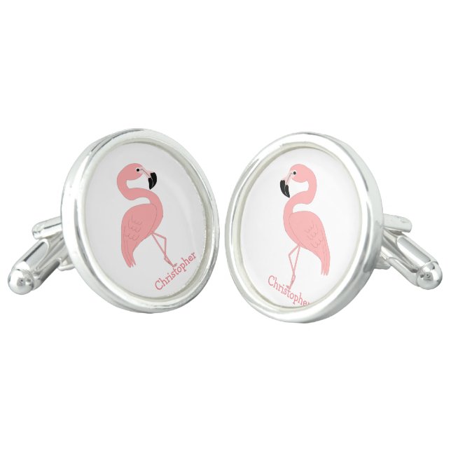 Personalised Flamingo Design Cufflinks (Angled)