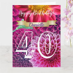 Personalised Floral 40th Birthday Greeting Card