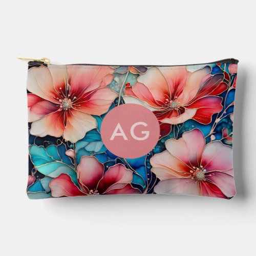 Personalised Floral Ink Art Accessory Bag