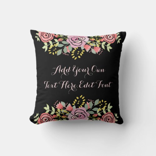Personalised floral motivational quote throw pillow