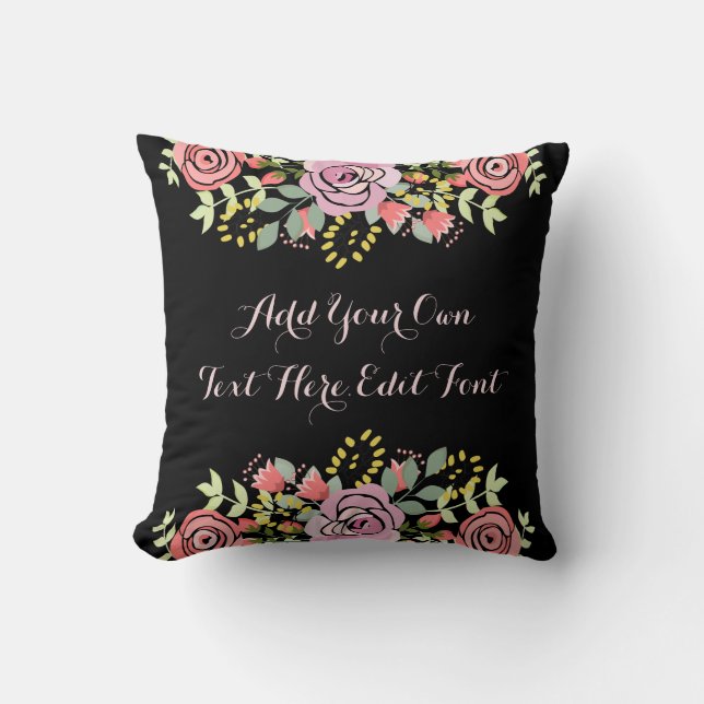 Personalised floral motivational quote throw pillow (Front)
