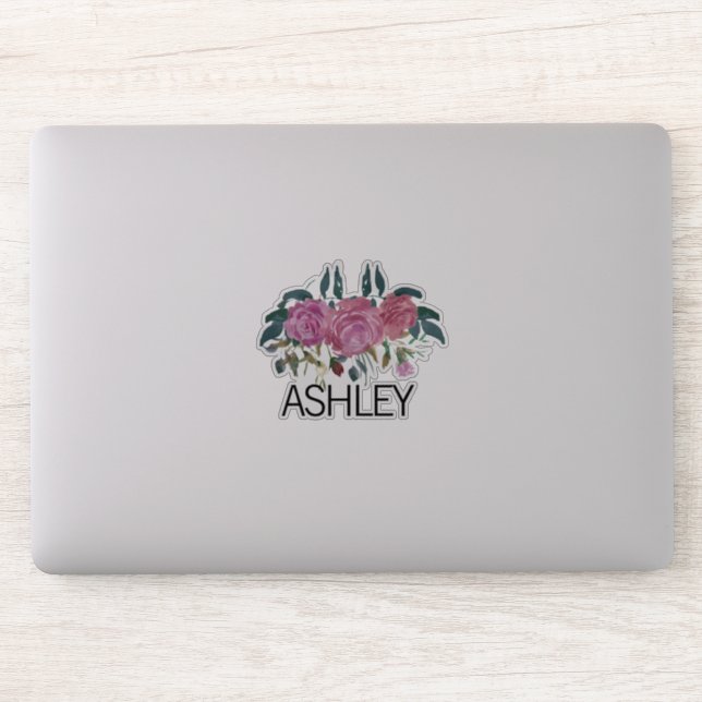 Personalised Floral Name Laptop Sticker (Computer)
