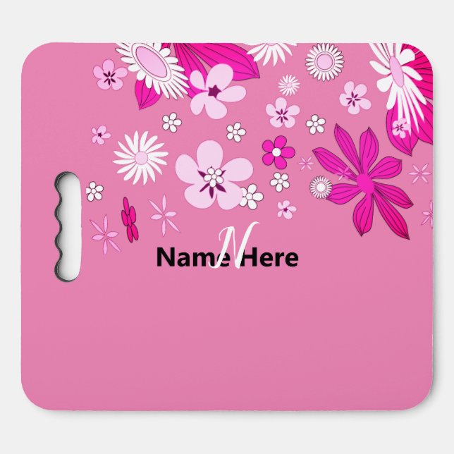 Personalised Floral Pink Garden Kneeling Pad (Front Horizontal)
