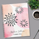 Personalised Floral Pink  Planner<br><div class="desc">This pretty pastel pink planner is decorated with a hand drawn abstract floral pattern on a watercolor background in shades of pink and coral.
You can customize it by changing the year and name or making it a monogram if you prefer. 
Original Design © Michele Davies.</div>