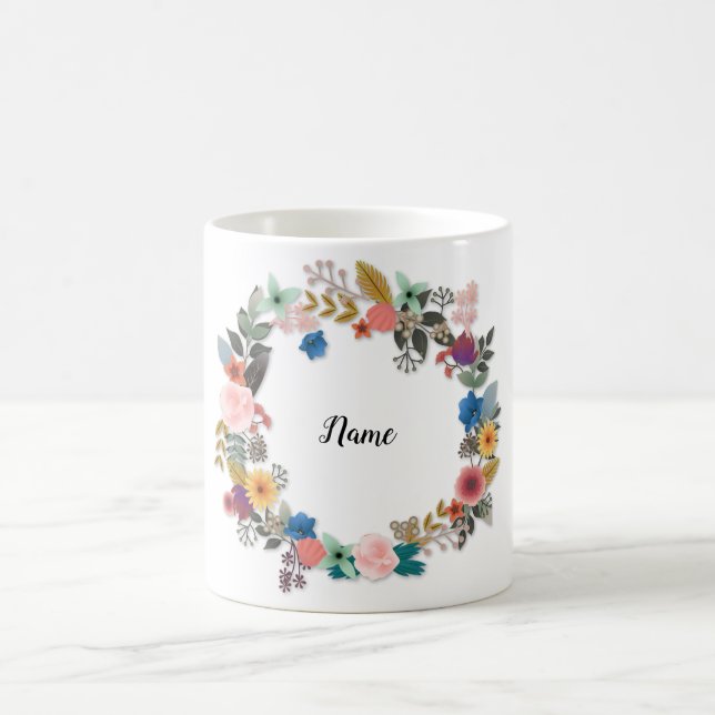 PERSONALISED FLORAL WREATH MUG (Center)