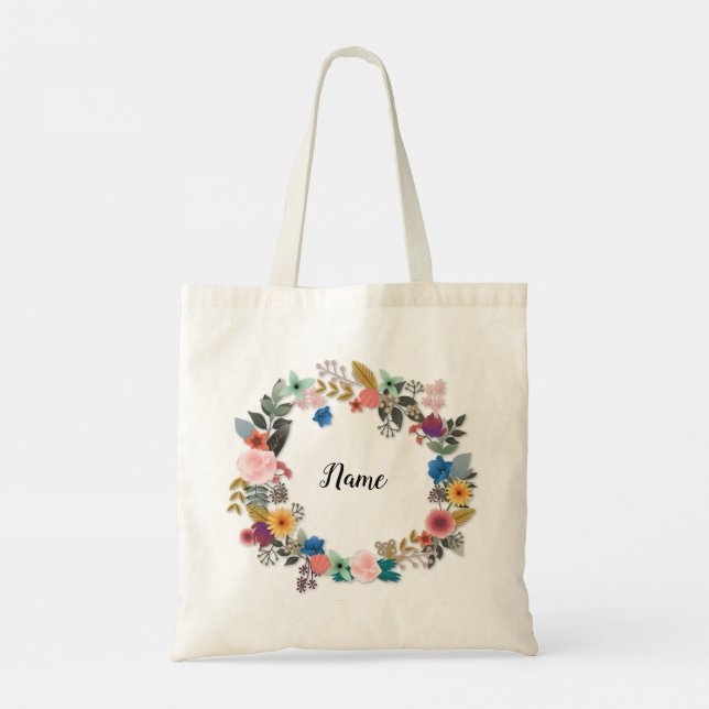 PERSONALISED FLORAL WREATH TOTE (Back)
