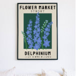 Personalised Flower Market Birth flower Art Print<br><div class="desc">This art print is in the style of a flower market poster. The flowers are Delphinium which are the birth flower for July. There is space to personalise the text to change the location to somewhere special to you and the subtitle to someone’s name or birth date. This would be...</div>