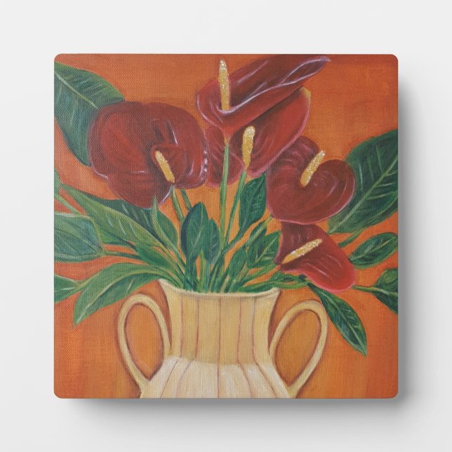 Personalised Flower red Antrium Plaque (Front)