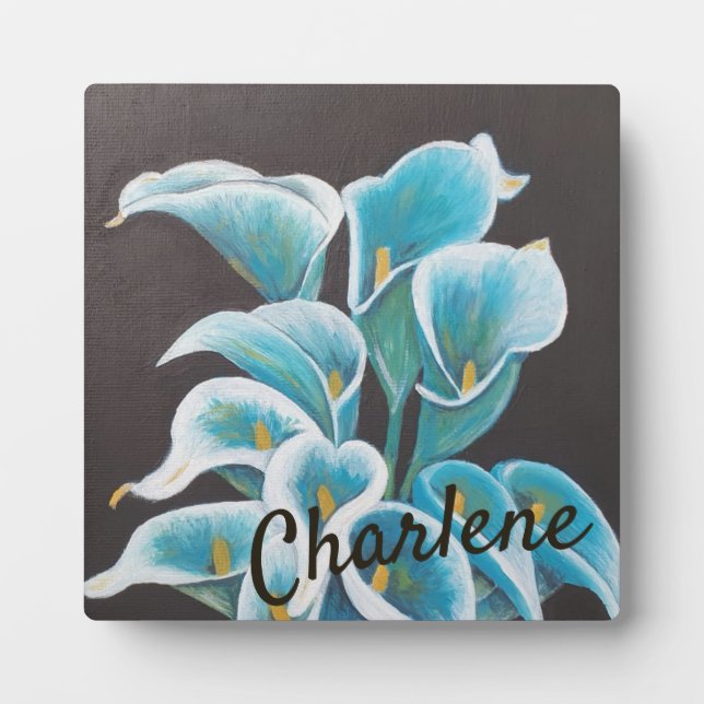 Personalised Flower Teal Plaque (Front)