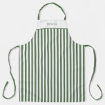 Personalised Forest Green Stripe Pattern Apron