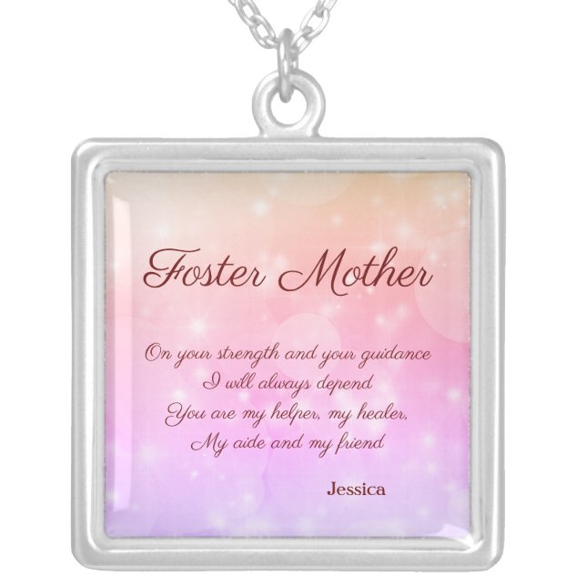 Personalised Foster Mother Silver Plated Necklace (Front)
