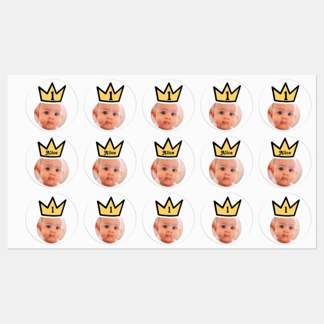 PERSONALISED foto face stickers party crown faces (Sheet)