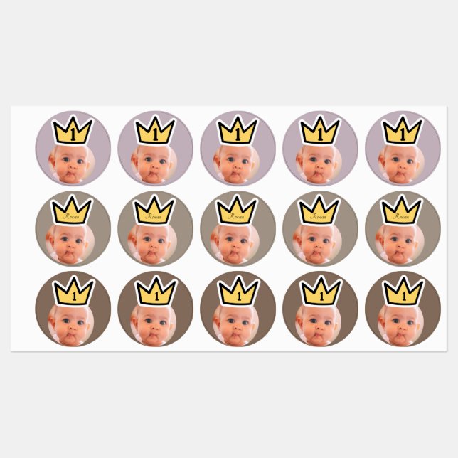 PERSONALISED foto face stickers party crown faces (Sheet)