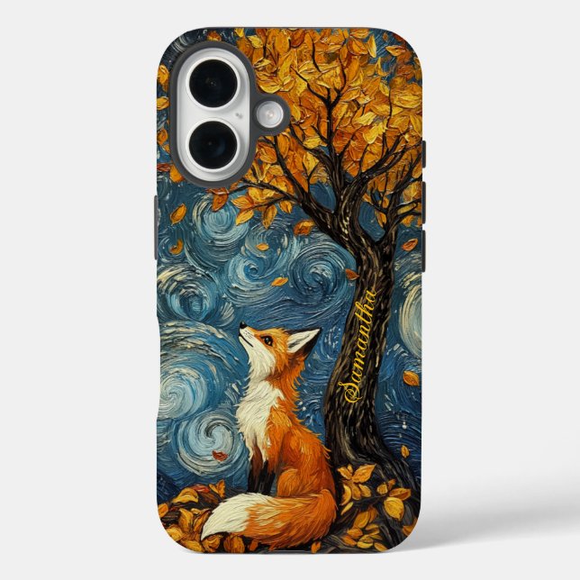 Personalised Fox and Mulberry Tree Van Gogh Style Case-Mate iPhone Case (Back)