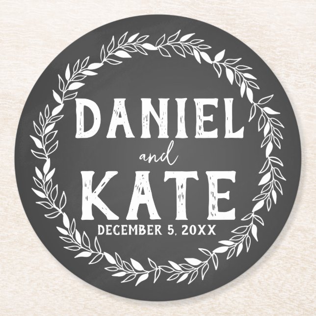 personalised free drinks wedding coaster Thank you (Front)