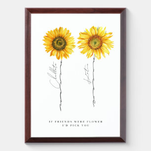 Personalised Friendship Sun Flower Print Award Plaque