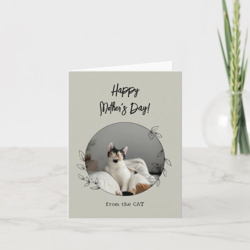 Personalised From the Cat Happy Mothers Day Green Card
