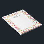 Personalised fruit salad patterned Notepad<br><div class="desc">Write a note with your very own personalised notepad featuring fun watercolour fruit on a patterned border. Perfect for kids!

© Mini Moi Prints</div>