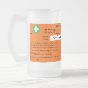 Personalised funny Prescription Frosted Beer Mug
