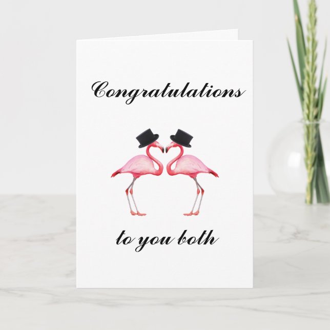 Personalised Gay Flamingo Wedding Card (Front)