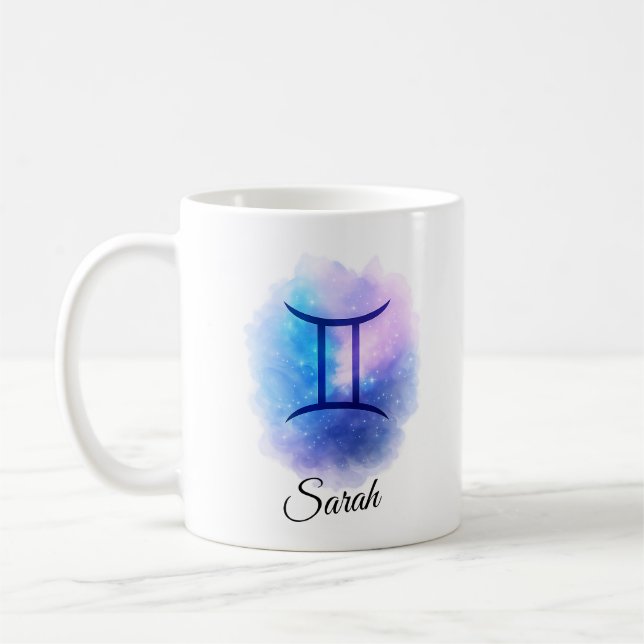 Personalised Gemini Mug Gift for Birthday, Star  (Left)