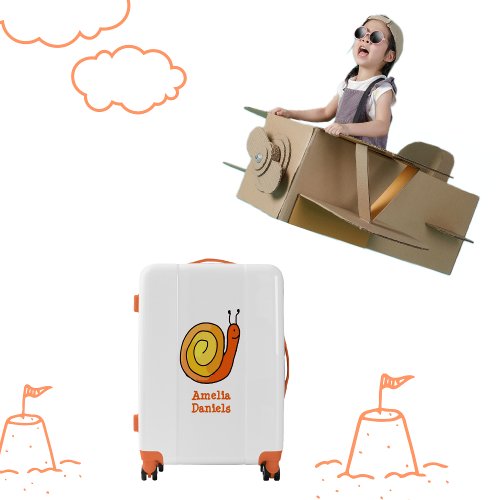 Personalised Giant Orange Snail kids Luggage