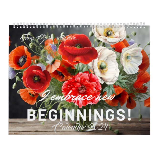 Personalised Gift, 2 Years Flowers Poppy Dreams  Calendar (Cover)