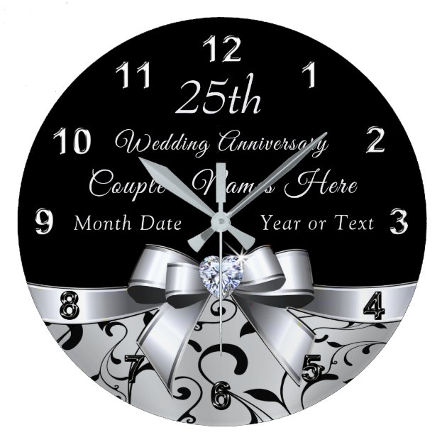 Personalised 25th Silver Anniversary Crystal Clock Gift WG91425CK-P 