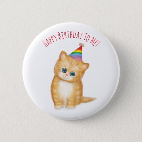 Personalised ginger kitten birthday badge button