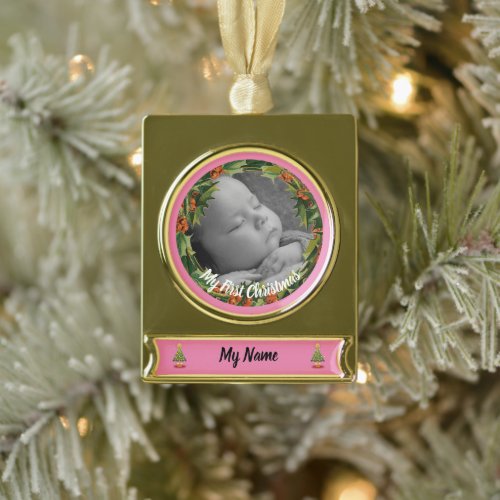 Personalised Girl Babys 1st Christmas Ornament