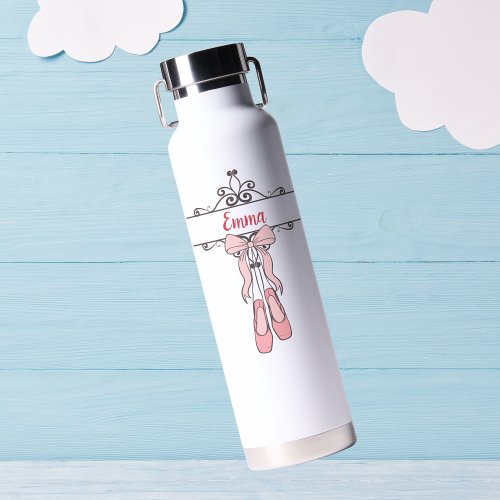 Personalised Girl Ballerina Pink Ballet Shoes Water Bottle