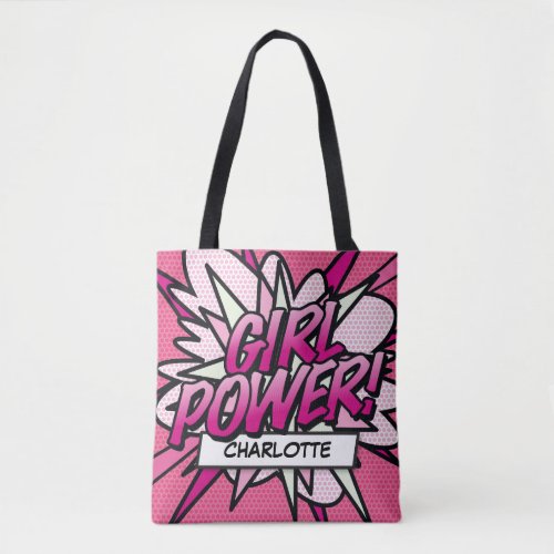 Personalised GIRL POWER Comic Book Pink Tote Bag
