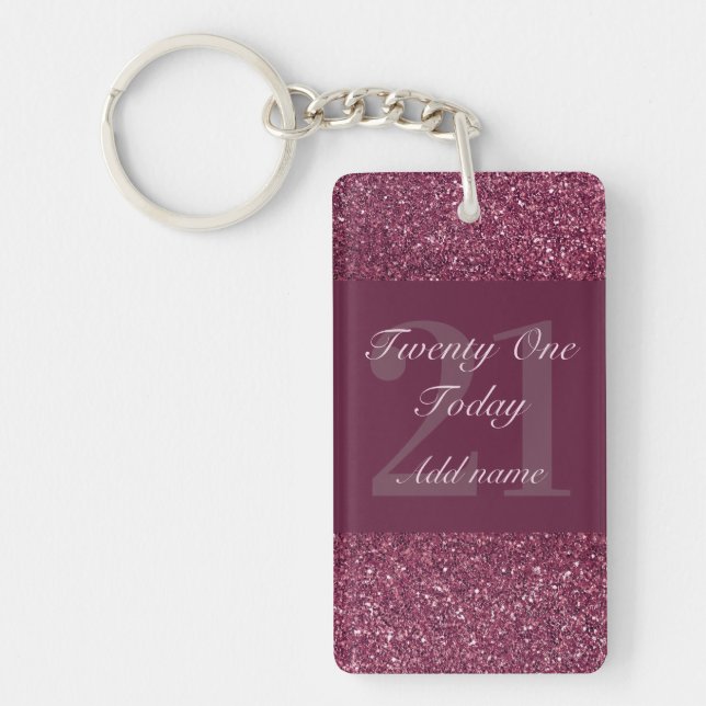 Personalised glamorous birthday keychain 21st (Front)