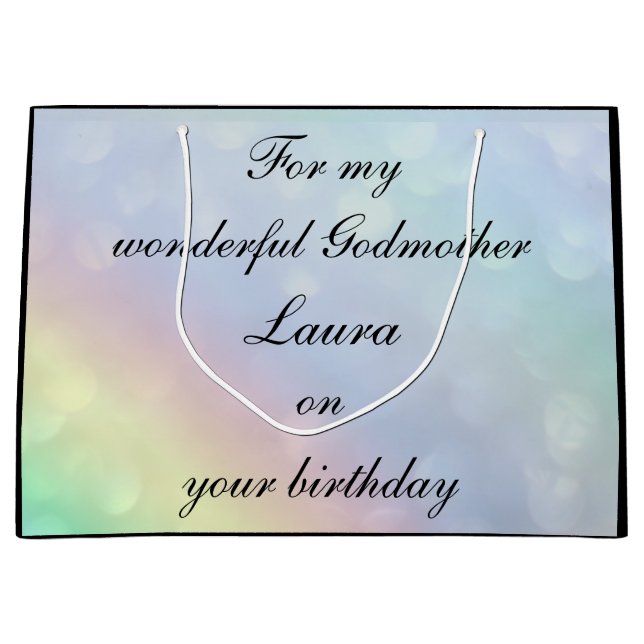 Personalised Godmother Birthday Large Gift Bag (Front)