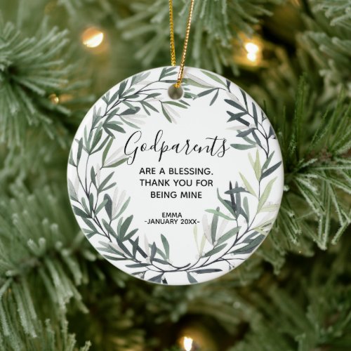 Personalised Godparents Christmas ornament