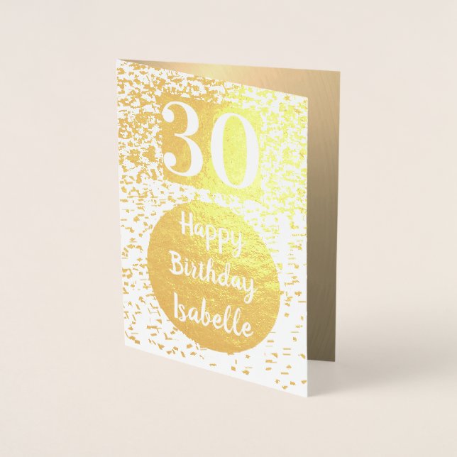 Personalised Gold 30th Birthday Card (Front)