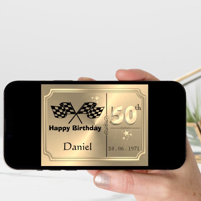 Personalised Gold 50th Birthday Card For Brother (Front Digital)