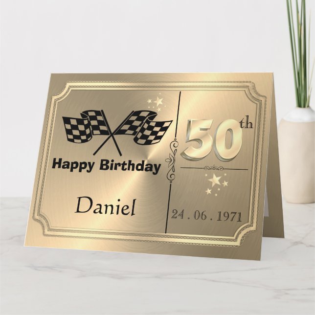 Personalised Gold 50th Birthday Card For Brother (Front)