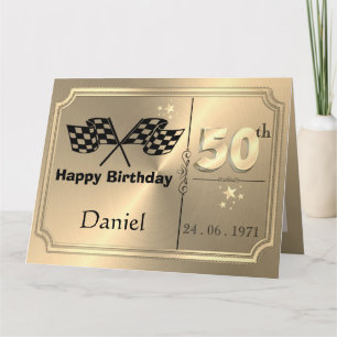 Personalised Gold 50th Birthday Card For Brother