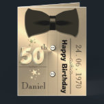 Personalised Gold 50th Birthday Card For Him<br><div class="desc">Custom personalised gold themed 50th birthday greeting card idea for him. Great idea for Dad,  husband or boyfriend. Printable greeting card design.</div>