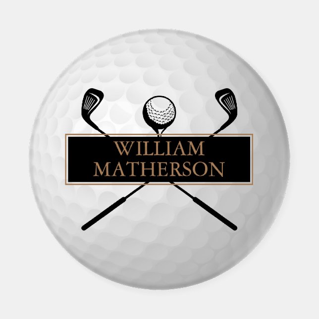 Personalised Gold and Black Golf Ball Classic Coaster Set (Single)