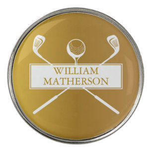 Personalised Gold and Black Golf Ball Classic Golf Ball Marker