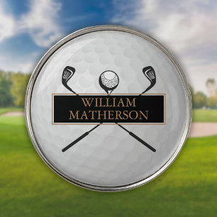 Personalised Gold and Black Golf Ball Classic Marker