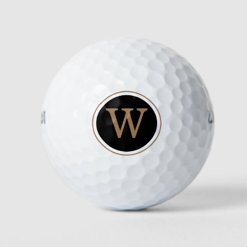 Personalised Gold and Black Monogram Inital Golf Balls