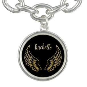 PERSONALISED GOLD ANGEL WINGS BRACELET