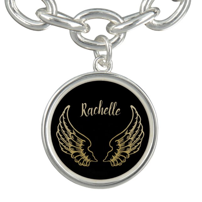 PERSONALISED GOLD ANGEL WINGS BRACELET (Design)